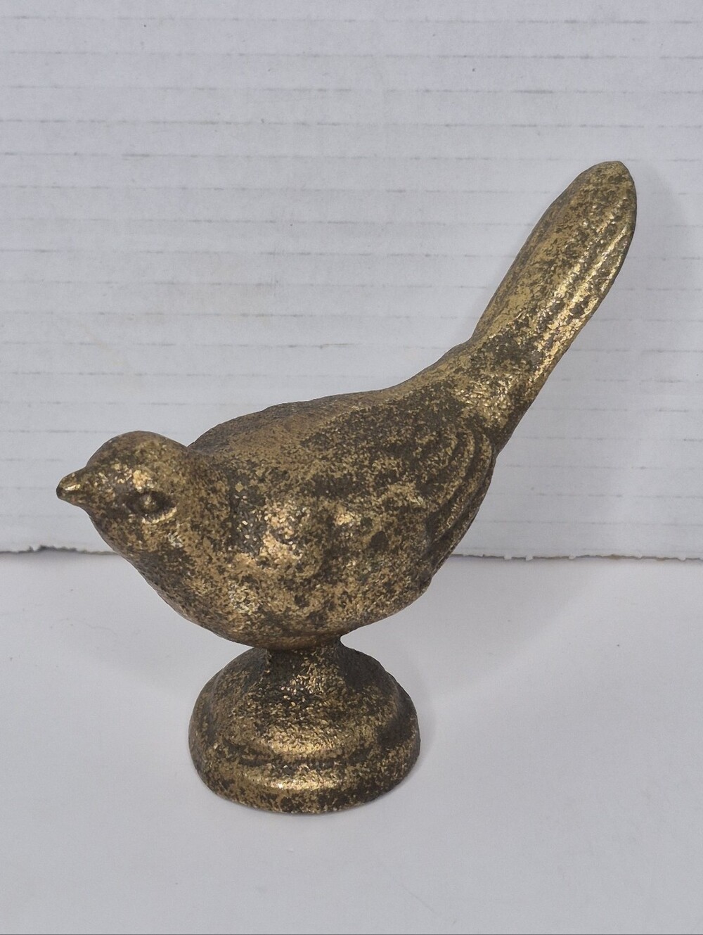 Vintage Painted Iron Songbird Statuette
